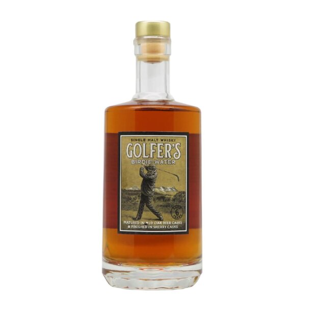 Golfer’s Birdie Water Whisky Geschenkpackung + Leder-Flachmann 46% 0,5l