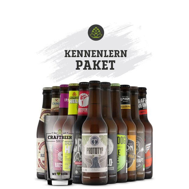 Craft-Beer Kennenlern-Paket 11x0,33l + Glas